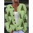 [Christmas Tree Print Cardigan] Women's Elegant 3D Christmas Tree Print Cardigan Sweater - Lime Green with Brown Button Closure, All-Over Festive Pattern, Round Neck & Button Front, Cozy for Holiday Parties & Winter Outfits (Hand Washable)