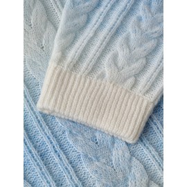 New Thickened Twisted Long Sleeve Sweater for Women in Lazy Style Blue Top