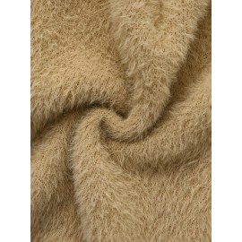 [Soft Thermal Sweater] Soft & Comfortable Women's Thermal Round-Neck Loose Fit Long Sleeve Sweater | All-Season Casual Top, Solid Color, Easy Care Hand Wash/Dry Clean, Medium Stretch, Clean Design