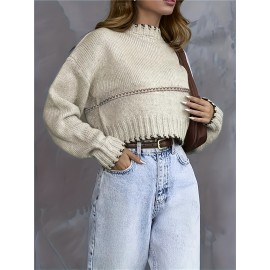 [Elegant Striped Pullover] Soft & Cozy Elegant Long Sleeve Striped Pullover for Women | Chic Round Neck, Fall/Winter Collection, Solid Color Design, Perfect for Casual or Stylish Outfits