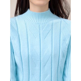 [Soft Ribbed Sweater] Soft Women's Ribbed Pullover Sweater | Long Sleeve Top, Solid Color Casual Chic All-Season Comfort for Versatile Occasions, Everyday Fashion, Comfortable Fit