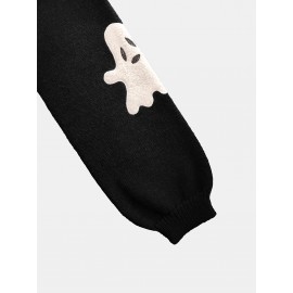 Women's Halloween Sweater - Black with Orange Pumpkin Patterns, Open Front Closure Cardigan, Non-Transparent Fall Winter Party Outfit, Elegant Halloween Party Jacket for Women, Halloween Clothes, Festive Attire, Medium Elasticity