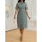 Women's Elegant Embroidered Lace Slim-Fit Midi Dress with Lace-Up Front & Short Sleeves - Machine Washable A-Line Silhouette for All-Season Wear, HRYY284