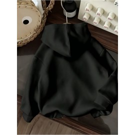 Women's CALVIN Letter Print Hooded Sweatshirt - Oversized Kangaroo Pocket & Drawstring Hood, Cozy Fall Winter Sweater with White CALVIN Logo, Casual Pullover (Machine Washable) for Casual Attire