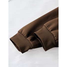 Women's CALVIN Letter Print Hooded Sweatshirt - Oversized Kangaroo Pocket & Drawstring Hood, Cozy Fall Winter Sweater with White CALVIN Logo, Casual Pullover (Machine Washable) for Casual Attire