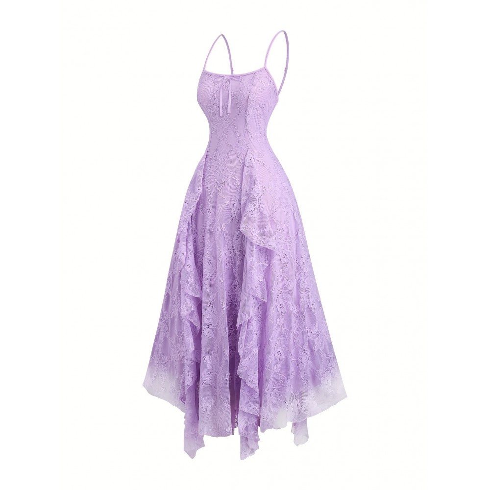 Elegant Off-Shoulder Lace Dress with Ruffle Hem and Bow Detail - Pink Floral Pattern, Sleeveless Summer Dress for Women, Perfect for Casual or Formal Occasions, Formal Attire | Offshoulder Dress | Lace Fabric